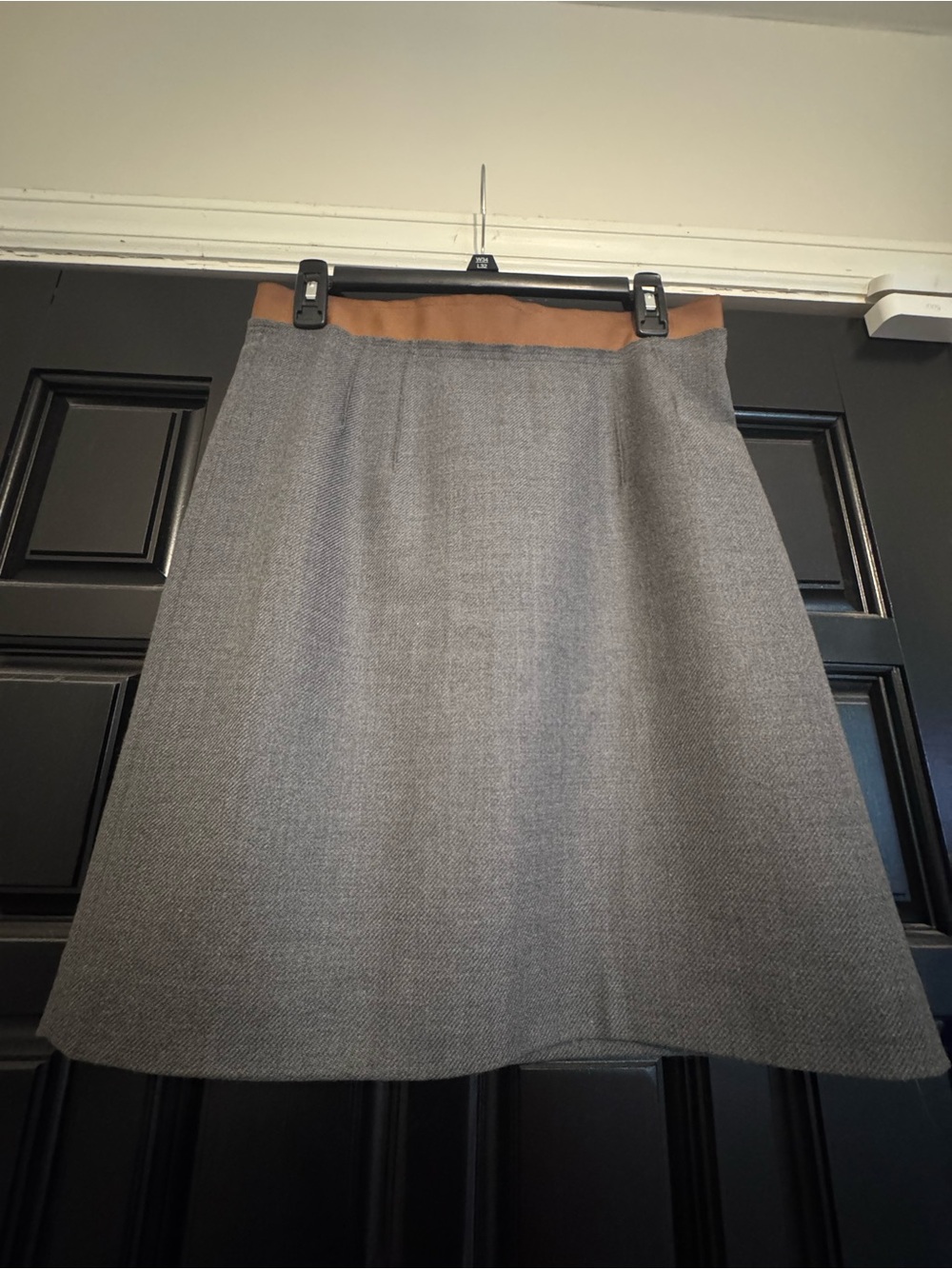 Ann Taylor Gray Pencil Skirt with Tan Waistband